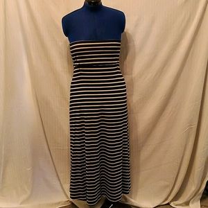 Striped black and cream maxi dress